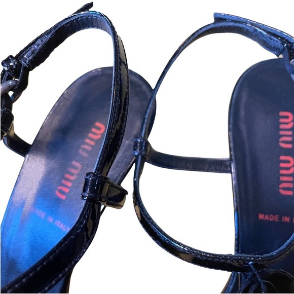 Miu Miu Black Patent Strappy Sandals Size 36 - Picture 8 of 9